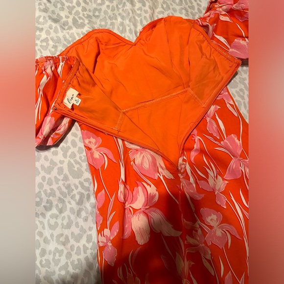 Orange/Pink Lena Off Shoulder Long Midi Dress - Picture 14 of 15